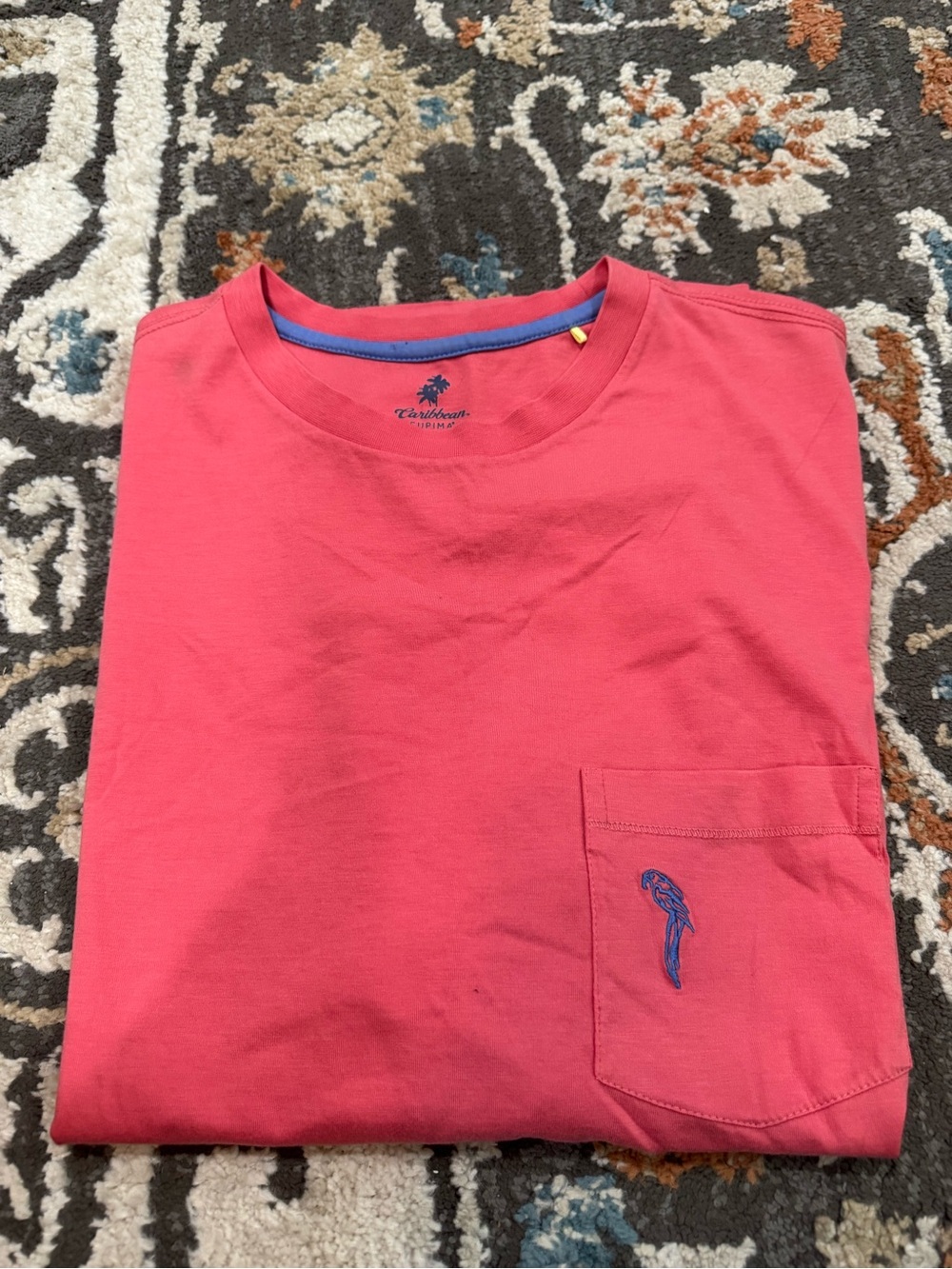 Caribbean Shiet Sleeve Tee Men’s Size XL‎ Supima Cotton Pink Blue